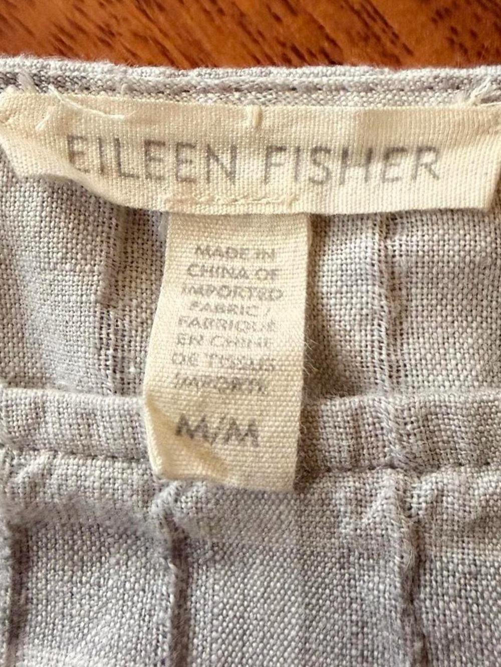 Eileen Fisher Plaid Boxy Top Gray White Medium - Picture 5 of 8